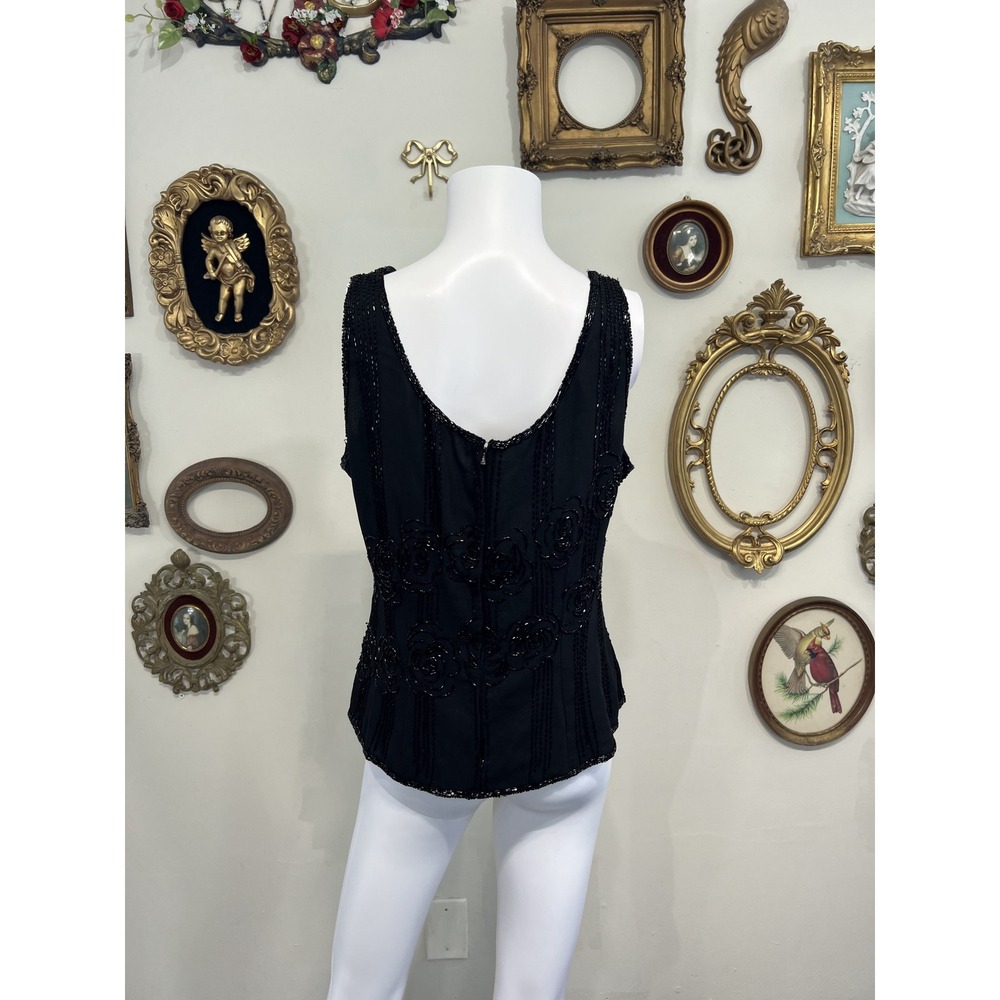 JKARA New York Vintage Beaded Floral Tank Top (Size L)